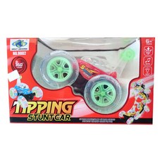 小胡玩具 360度翻轉特技車 遙控聲光翻斗車 附充電電池 兒童玩具, 紅, 1個