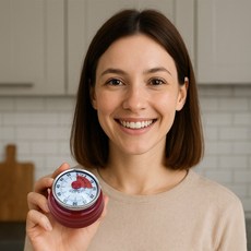 북유럽식 태엽식 요리 시계 쿠킹 주방타이머, 레드, 1개