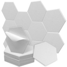 12팩 어쿠스틱 폼 패널 5.1 x 30.5 x 30.5cm(2 x 12 x 12인치) 방음 폼 패널 방음 노이즈 캔슬링 웨지 패널 홈 오피스 레코딩 스튜디오용, 화이트