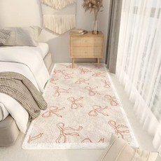 코코샵 침대옆 카페트 리본 포인트 미끄럼방지 발메트 러그 50*120