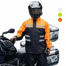 SUB22 오토바이 퀵서비스 비옷 배달 우의 상하의 세트, 네온오렌지