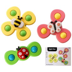 昆蟲轉轉樂 吸盤轉轉樂 寶寶指尖陀螺 旋轉陀螺 吸盤玩具 洗澡玩具 餐桌玩具, 一盒入