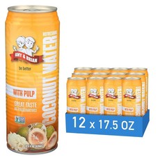 Amy & Brian 순수 코코넛 워터 1리터 (6개 팩) 최고의 맛 코코넛 워터 GMO 프리 및 설탕 무첨가 상쾌하고 수분을 공급하는 리얼 코코넛 워터, 1L