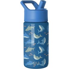 啵比小舖 美國Simple Modern 迪士尼兒童不銹鋼吸管水瓶/保溫保冷水壺 414ml, 1個, Shark Shiver