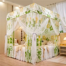 妃雪森 蚊帳 三開門宮廷風 遮光防塵防蚊罩, 初晴,1.2寬*2米長（布簾+支架+蚊帳）