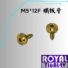 ROYAL 鈦合金螺絲 M5*12F 鐵板牙 飛碟頭 土豪金, 1個