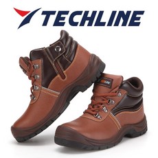 테크라인 경량 안전화 TL-602 지퍼형 가죽제 현장 안전작업화, 브라운, 1개
