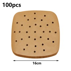 샌드위치 메이커 100Pcs 에어 프라이어 스티머 라이너 프리미엄 목재 펄프 종이 비 스틱 바구니 매트 주방용 베이킹기구, square 16CM