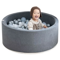 소아베 아기 범퍼가드 패브릭 원형 볼풀장, 2 시크 차콜, 1개