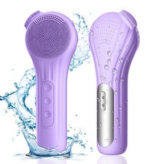 APEXSO 진동 클렌저 전동 멀티 세안기 실리콘 3in1 온열 브러시 비행기, 퍼플