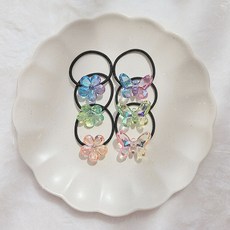 국내제작 오로라 빛 머리끈 (2종류) 나비 꽃 아기 여아 유아 헤어끈 오늘이즈