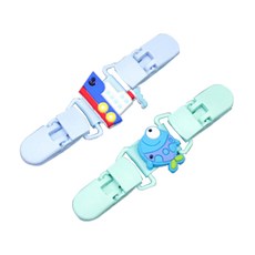 雪倫小舖 2條裝手帕夾 防掉夾 幼兒園手帕夾 雙頭防掉夾 口水巾夾, F, 天藍小魚大船, 1個