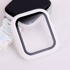 오르몽트 애플워치 9H 강화유리 풀커버 보호케이스 일제형 슬림 경량 40mm 41mm 44mm 45mm호환, 화이트