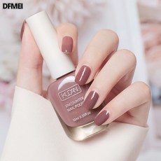 DFMEI 水性美甲免烤可撕拉甲油持久透明快乾無味道護甲指甲油, 1個, 15#珠光豆沙:正常規格