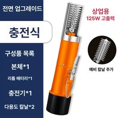 블루웨이 생선비늘제거기 전동 비늘칼 비늘 생선, 충전식 오렌지 + 블레이드 헤드, 기본 색상