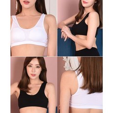 (린다)노와이어 면스판 베이직 기본 무지 스포츠브라 캡탈부착