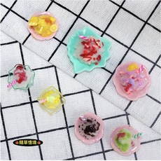 隨草憶境 迷你仿真甜點模型 (7類款式) 剉冰 冰沙 冰淇淋 馬卡龍 甜點 冰盤 食玩 模型 微縮場景 微景模型, 1個, 一組3款入（小碟，e~g款, ★促銷★）