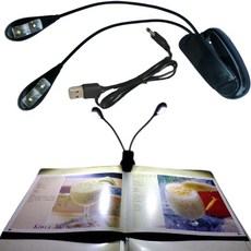 USB線 4LED樂譜燈 譜架燈 菜單燈 樂譜照明 譜燈 書夾燈 照明燈 閱讀燈 夾子燈 夾式燈, 4LED樂譜燈+USB線, Black