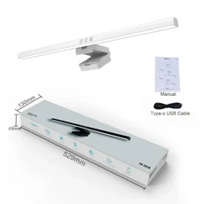 컴퓨터 모니터 라이트 바 스크린 걸이식 조명 학습용 독서등 테이블 램프 무단 조광 USB 50cm, 02 White, X-0)37011101750