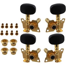 BQLZR Ukulele 4 스트링 기타용 금도금 2R2L 튜닝 페그 머신 헤드 튜너