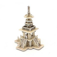 크래커플러스 3D 입체 다보탑 종이퍼즐, 33피스, 혼합 색상, 1개
