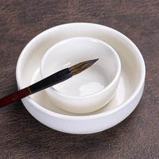 墨硯臺 稱心如意 防濕保濕 帶蓋 儲墨碟, 1個, 墨臺-白素雙圈內盃 50毫陞  無蓋