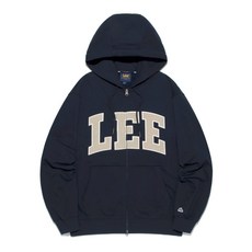 리 LEE 데님 아플리케 로고 후드 집업 네이비
