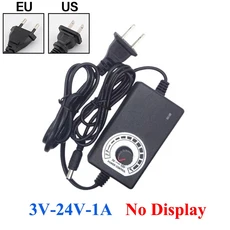 조절식 전원 공급 장치 AC 220V 110V - DC 3V 9V 12V LED 어댑터 1A 2A 3A 5A 가능, 02 US Plug, 06 3V-24V 1A Nodisplay