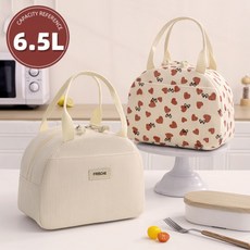 문곰문곰 보온보냉 데일리 보냉백 이유식 도시락 가방, 무지크림