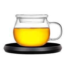 전기 티워머 차 티팟 엔틱 찻주전자 나무 유리 온열, 블랙 뚜껑 포함 컵 필터없음, 기본 색상