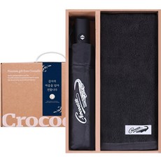 크로커다일 행사 답례품 선물 세트(전자동 3단 우산+150g 코마사 30수 타올), 이중방풍우산, 1세트