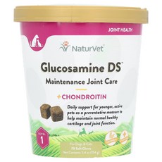 NaturVet 글루코사민 DS 관절 케어 + 콘드로이틴 강아지 및 고양이용 수준 1 소프트츄 70개 154g(5.4oz), NaturVet글루코사민DS관절케어콘드로이틴강아지및고양, 1개