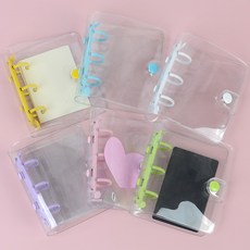 조이샵 투명 미니 링바인더 케이스 다이어리 수첩 다이어리표지 명함철, 화이트