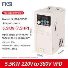 220V ~ VFD 0.75KW/1.5KW/2.2KW/3.7KW/5.5KW 1상 출력 가변 주파수 드라이브 모터 속도 제어 인버터, 08 5.5KW 220V to 380V W, 01 범용, 1개