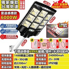 太陽能路燈 6000W 三曲面屏 280°廣角 雷達感應 遙控 IP69防水, 工程級-三曲面路燈6000W