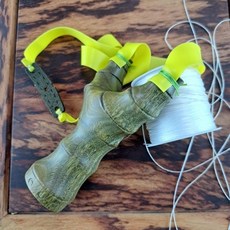 綠檀香竹節彈弓 快壓免綁 純實木竹節造型彈弓 收藏弓, 綠檀竹節綁皮筋弓, 1個