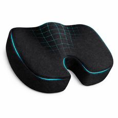 자세교정 꼬리뼈 방석 프리미엄 메모리폼 도넛쿠션 의자 사무실용, 1개, 블랙