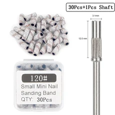 30Pcs 3.1MM 미니 네일 샌딩 밴드 샤프트 3/32 드릴 비트 샌드 죽은 피부 굳은 살 젤 제거 도구 세트, 02 white 120 grit set