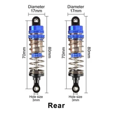 RC 알루미늄 합금 금속 오일 충격 흡수 장치 조정 가능한 댐퍼 1316 Wltoys 용 CNC 업그레이드 부품 144001, 01 blue-rear