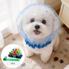 윤화마켓 강아지커버 산책망 해충방지 페이스, 프리사이즈 지름 26cm 추천 소형견, [스타리블루 + 프린트 배변봉투 5개], 1개