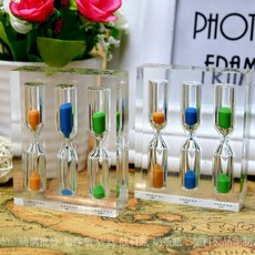 蓝天嗨購透明計時1/2/3/4/5分鐘連身沙漏亞克力水晶創意家居擺件學生禮品