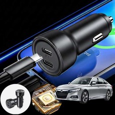 혼다 어코드(10세대)(18~) 2.0 차량용 65W 듀얼 Type-C 초고속 충전기 블랙 1개 핸드폰 패드 노트북 충전 가능