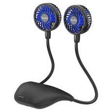HandFan 10000mAh 넥 팬 360° 회전 핸즈프리 휴대용 선풍기 48시간 지속되는 충전식 배터리 작동 웨어러블 목걸이 개인 쿨 팬 여행/디즈니/스포츠/사이클링/, 1개, 블랙&블루+10000mAh