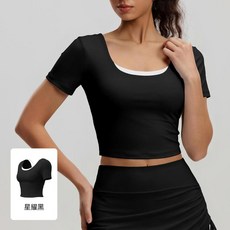 短袖蝴蝶美背瑜伽服上衣 附胸墊 運動健身透氣