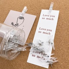 투명 압정 집게 클립 게시판 사진 걸이 20개, 단일