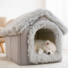 윤봄 하우스 강아지집+쿠션포함 고양이 하우스 숨숨집 침대텐트, 1개, 그레이