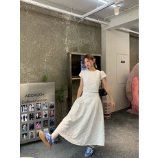 반팔 스커트 여름 셋업 한벌 화이트 상의 S