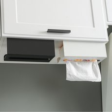 거치형 페이퍼 핸드 키친 타올 휴지 리필 티슈 케이스 걸이 디스펜서 거치식 홀더 지퍼팩 일회용장갑 거치대 부착형, 블랙, 1개