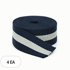 해피베어스 투 컬러 포인트 웨이빙 끈 38mm, 네이비 + 아이보리, 4개