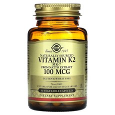 솔가 비타민 K 2 100 mcg 50정 (베지캡슐) Solgar Natural Vitamin K2 (MK-7) 100mcg 50Vcaps, 1개